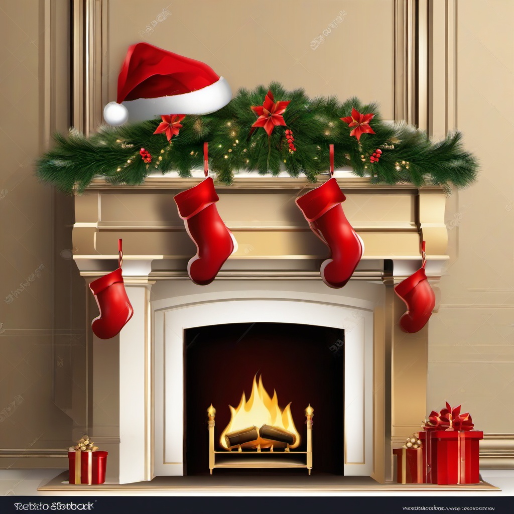 Santa Hat clipart - Santa hat hanging on a fireplace  