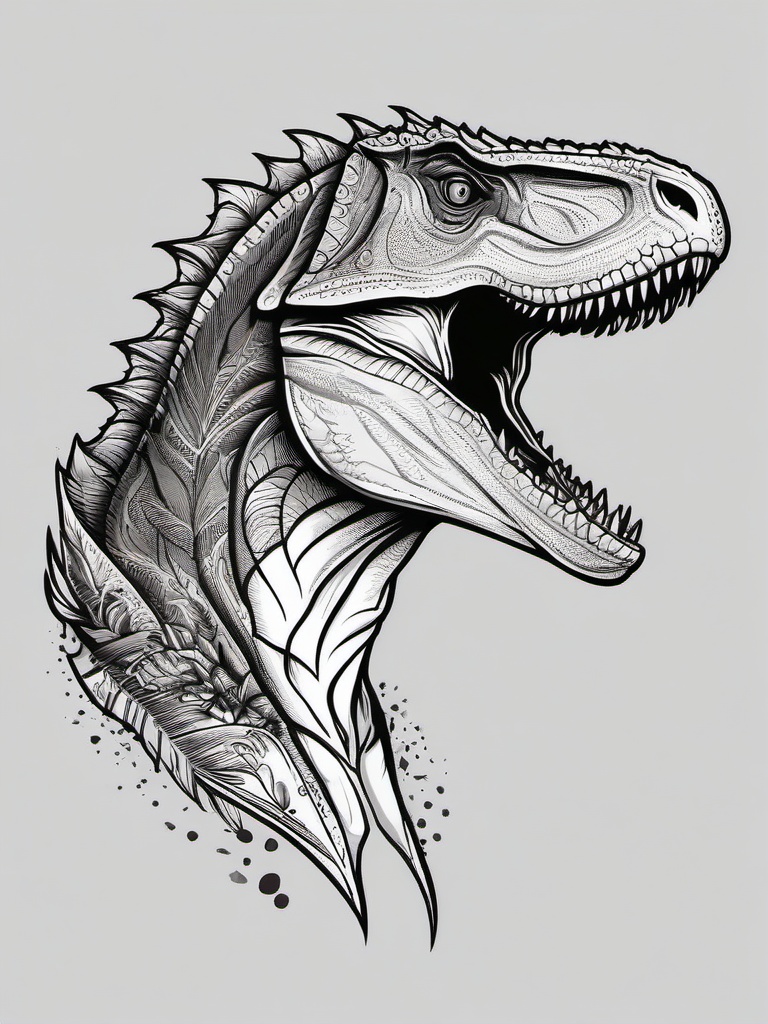 Indominus Rex Tattoo - Highlight the fearsome Indominus Rex with a detailed and captivating tattoo.  simple vector color tattoo,minimal,white background