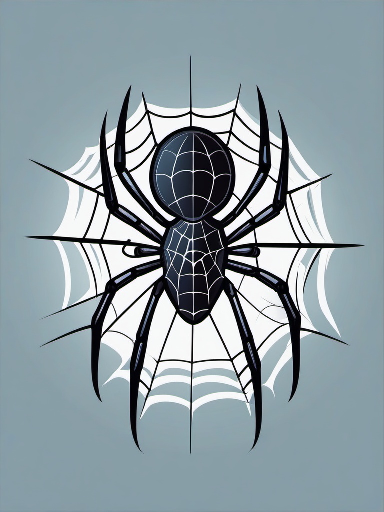 Spider Clip Art - Spooky spider spinning a web,  color vector clipart, minimal style