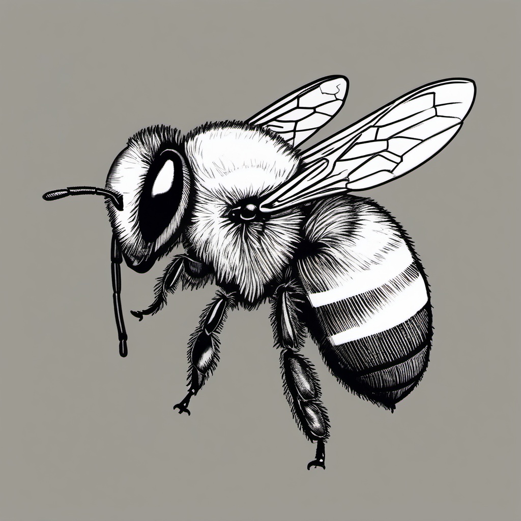 drawing of a leafcutter bee  minimal rough sketch scribbles,doodles,black and white