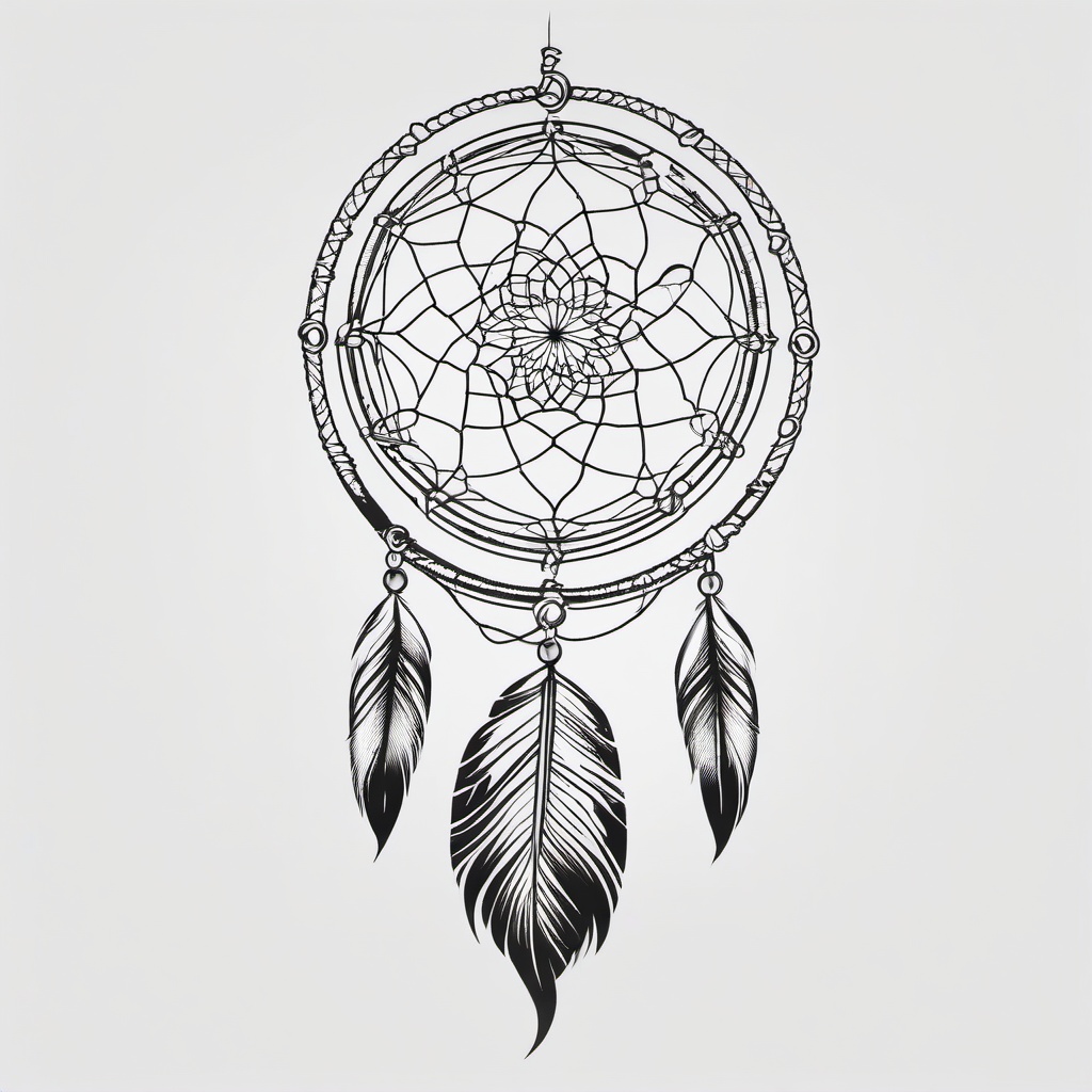 Dream Catcher with Name Tattoo - Tattoo featuring a dream catcher with a name incorporated.  simple vector tattoo,minimalist,white background