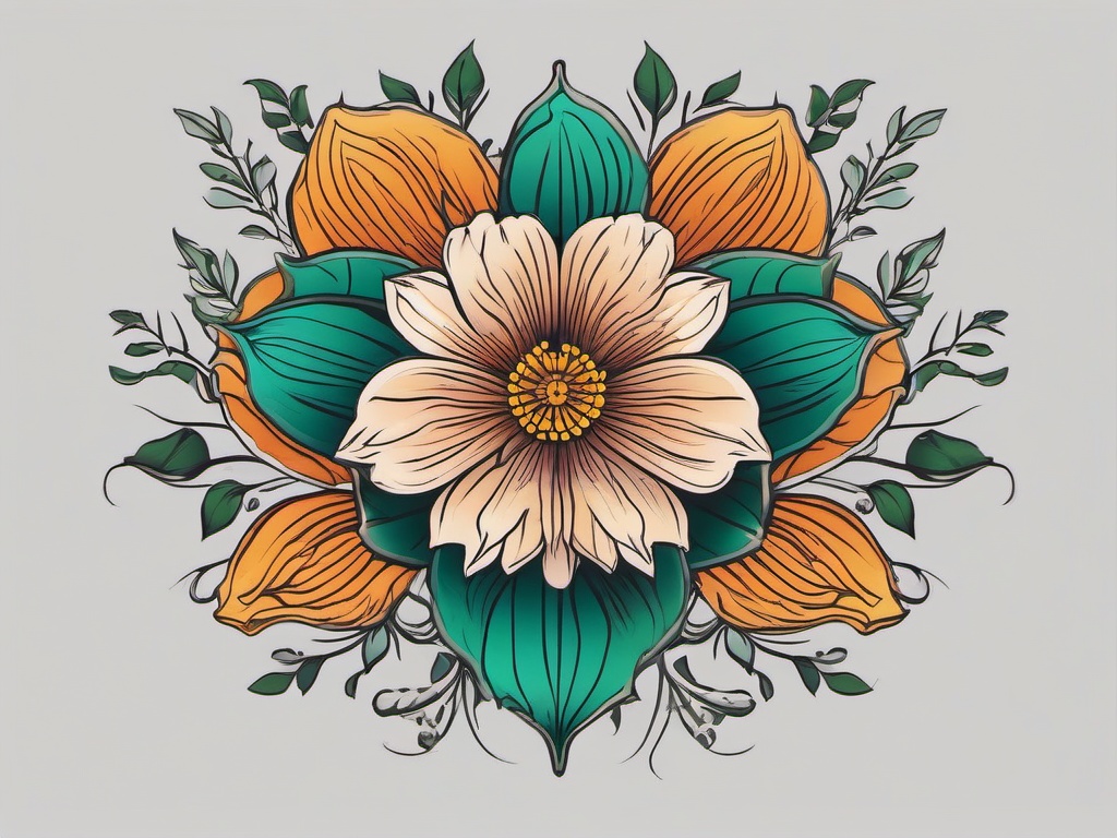 skeleton flower tattoo  simple vector color tattoo