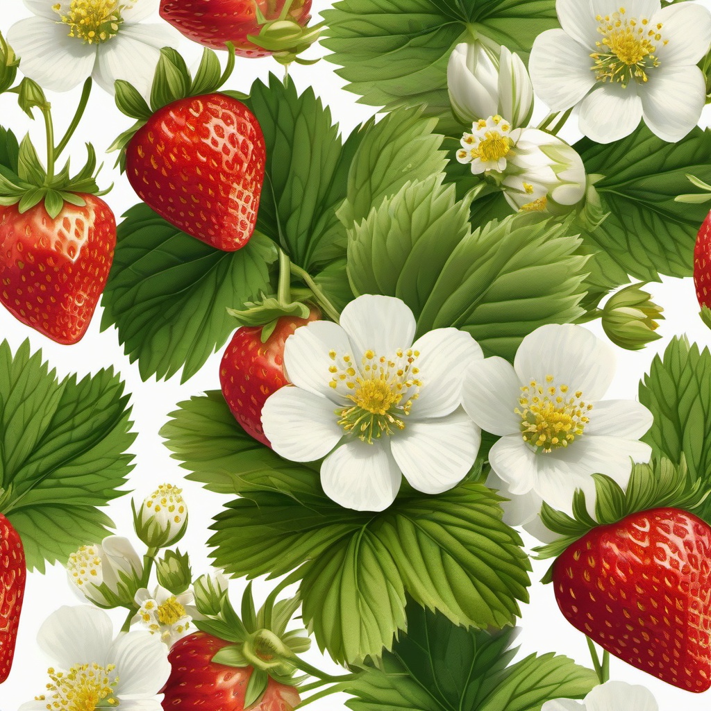 Strawberry clipart - strawberry plant with blossoms  