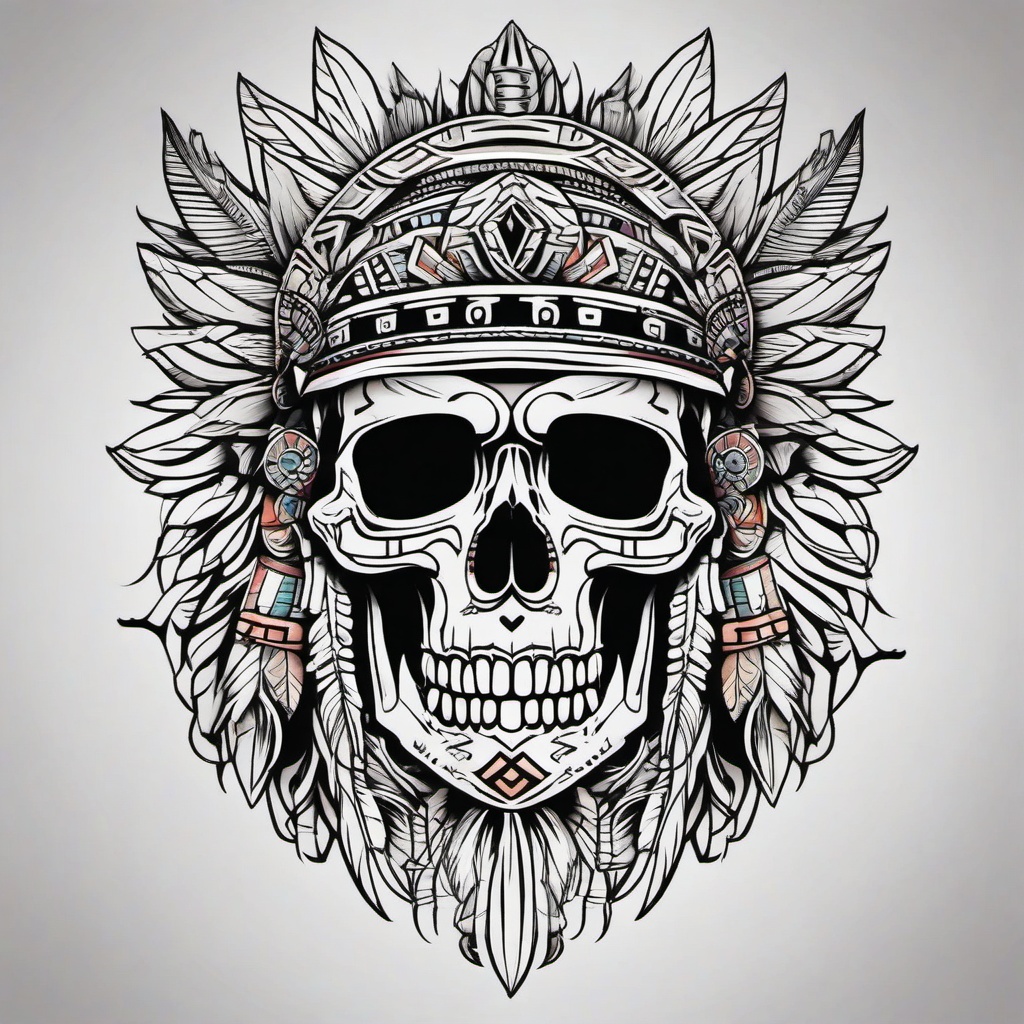 Aztec Skull Tattoos  minimal,color tattoo,white background