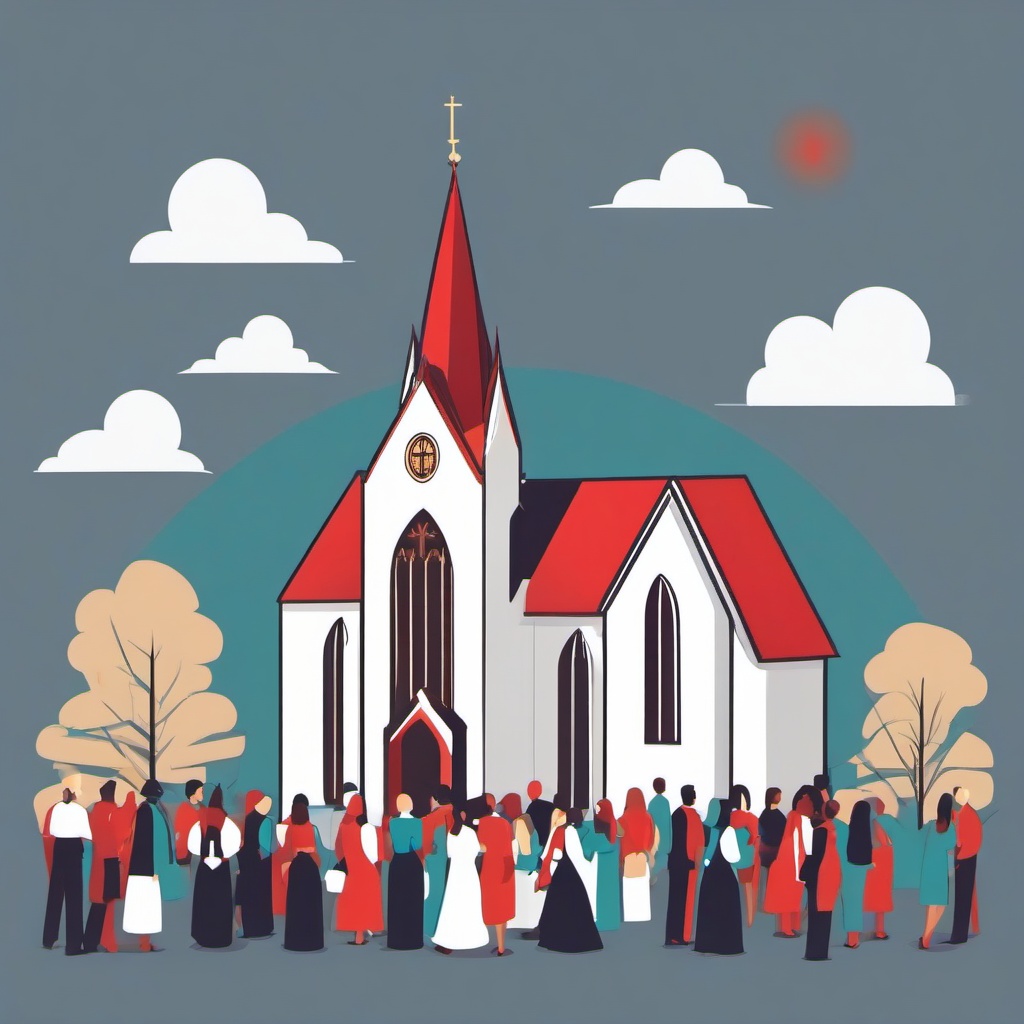 Church clipart - church hosting a charity event  color,minimalist,vector clipart