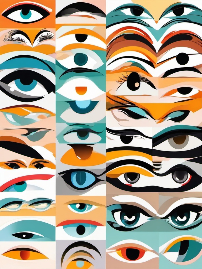 Eyes clipart - abstract artistic eyes in different shapes  color,minimalist,vector clipart