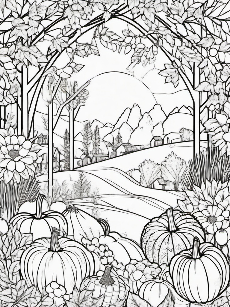 Harvest Dance Coloring Pages - Celebrating the Bounty of the Season  minimal black outline printable sheet, coloring page