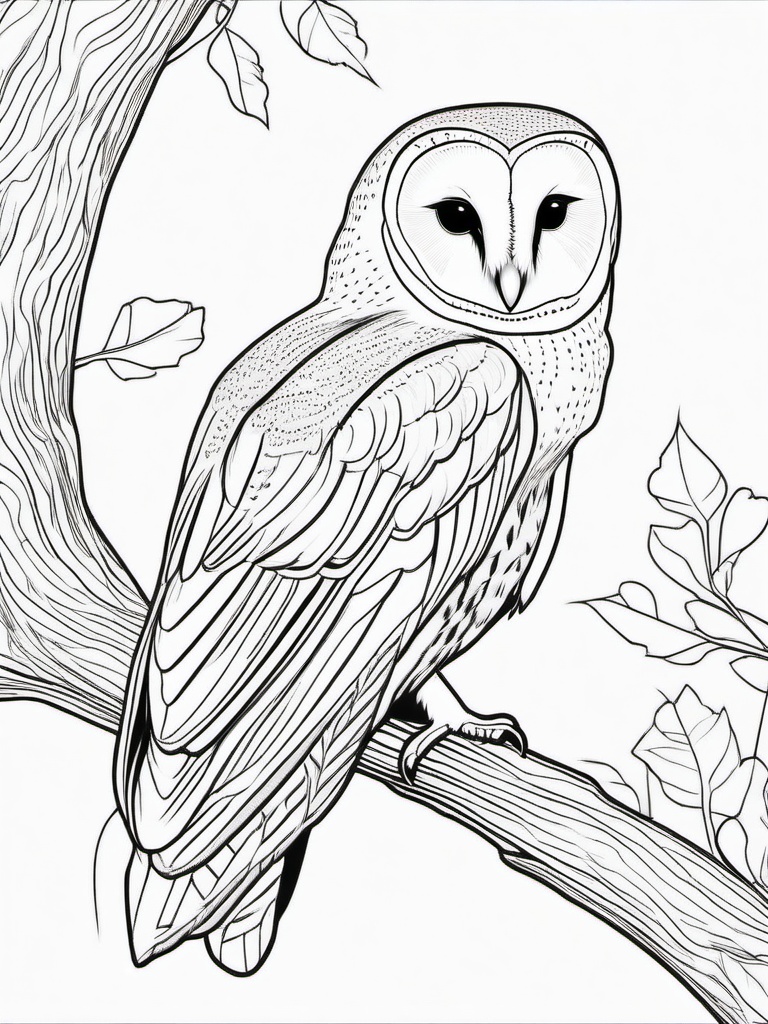 Barn Owl Coloring Pages - Silent Nocturnal Bird Hunter  minimal black outline printable sheet, coloring page