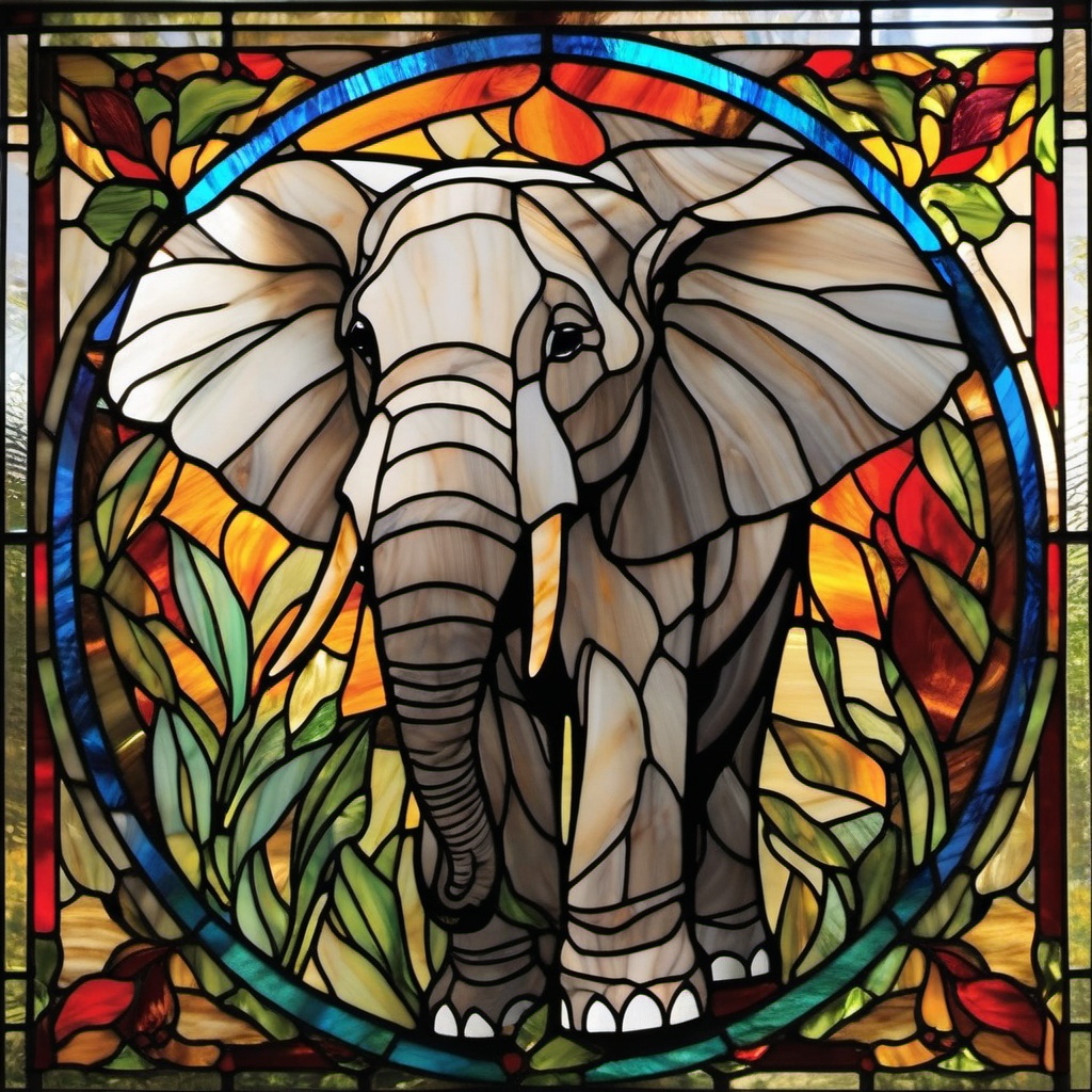 Stained Glass Elephant - Celebrate the majestic nature of elephants with stained glass art, capturing their grace and strength.  