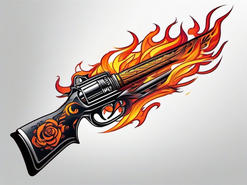 fire arm sleeve tattoo  simple color tattoo,white background