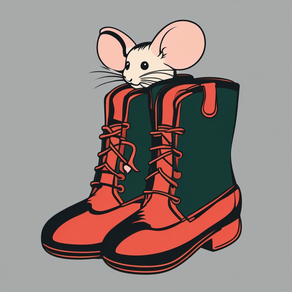 Mouse clipart - mouse hiding in a boot  color,minimalist,vector clipart