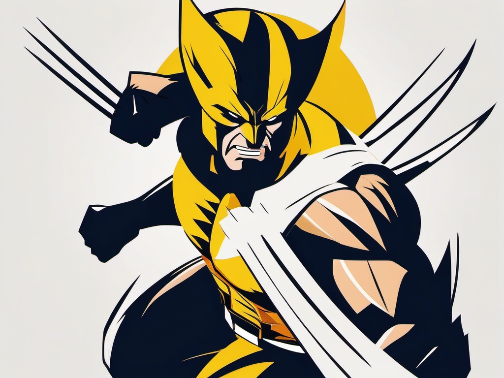 Wolverine cartoon  minimal, white background