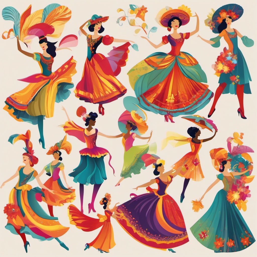 Dance clipart - dancers in colorful costumes  