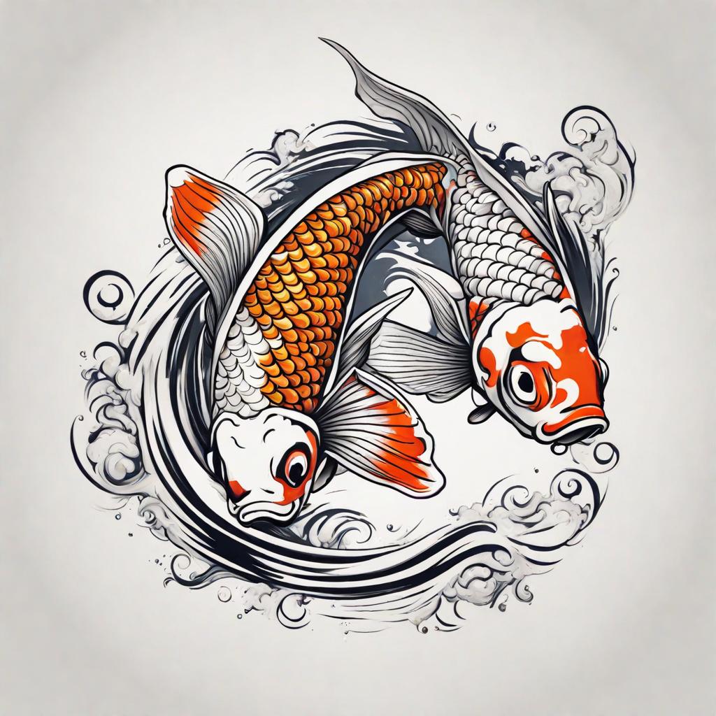 koi fish ,tattoo design, white background