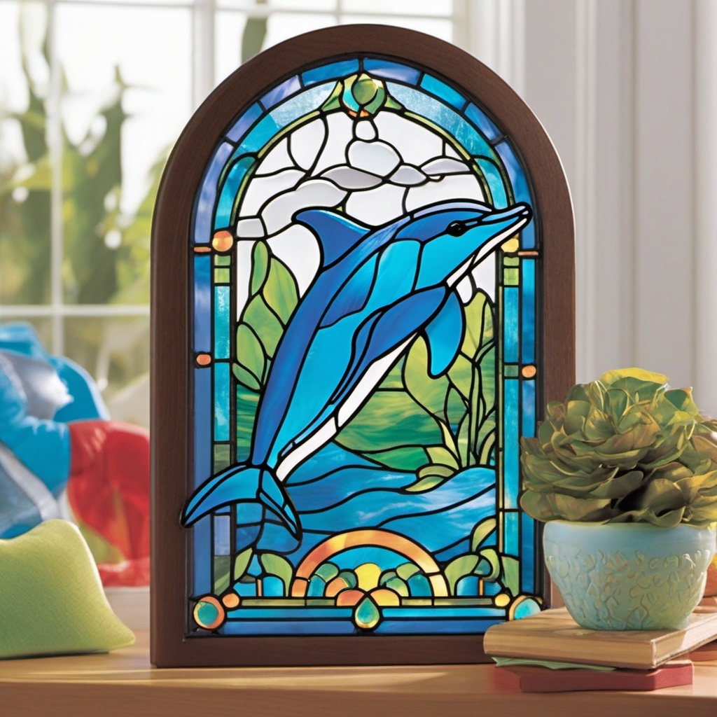 Melissa and Doug Dolphin Stained Glass - Explore the playful world of dolphins with Melissa and Doug dolphin stained glass kits, creating charming and colorful window art.  