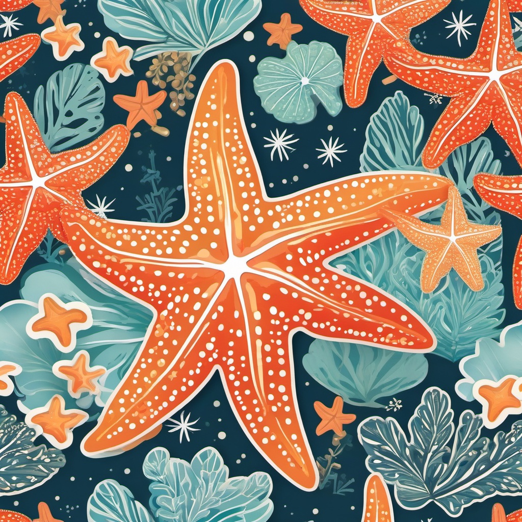 Starfish Sticker - Coastal charm, ,vector color sticker art,minimal