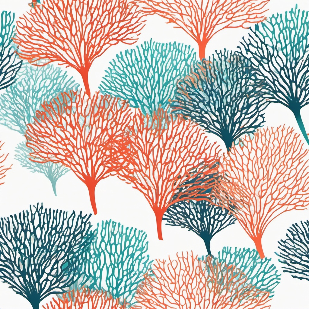 Sea Fan Coral Clip Art - A delicate sea fan coral swaying in currents,  color vector clipart, minimal style