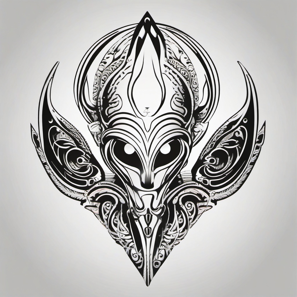 Best Alien Tattoo - Find the best representation of extraterrestrial allure with a top-notch alien tattoo.  simple color tattoo,vector style,white background