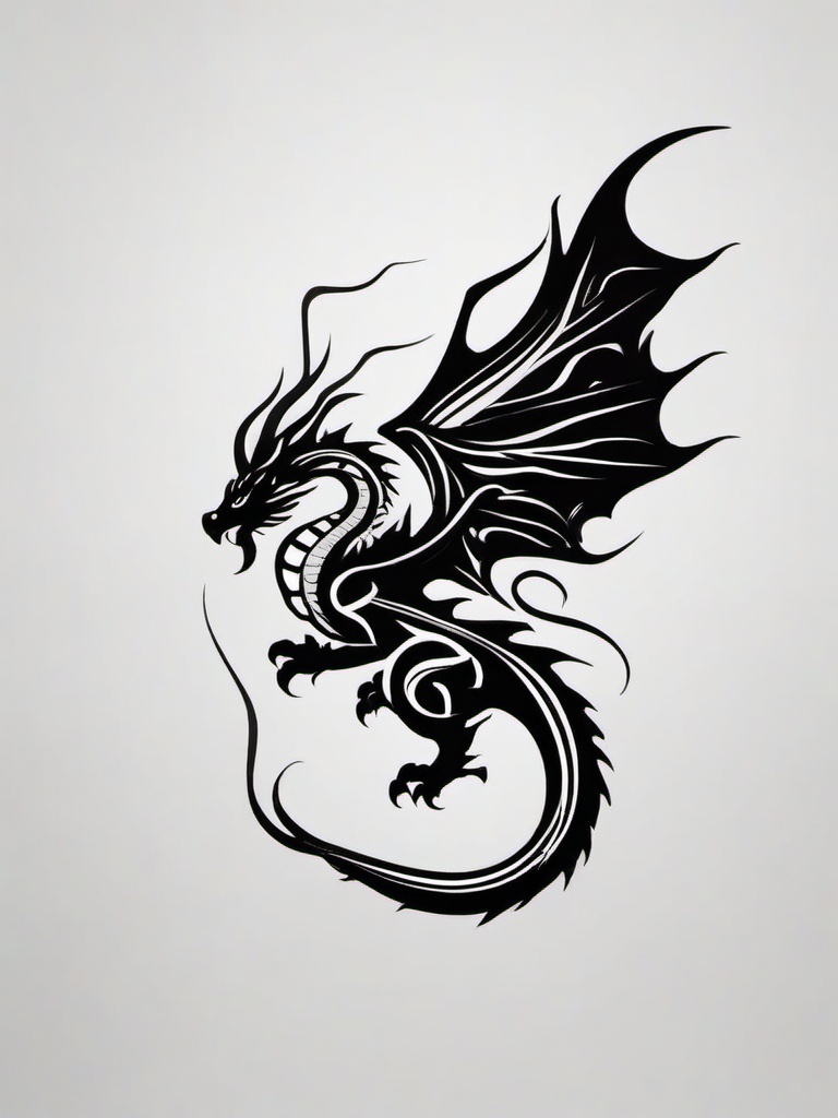 Dragon Tattoo Easy - Simple and easy-to-interpret dragon tattoo.  simple color tattoo,minimalist,white background