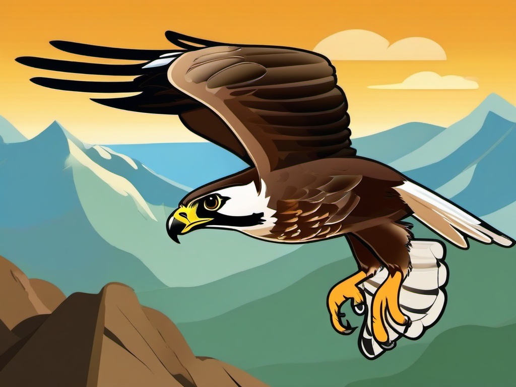 Falcon Cartoon - Cartoon of falcon soaring high  