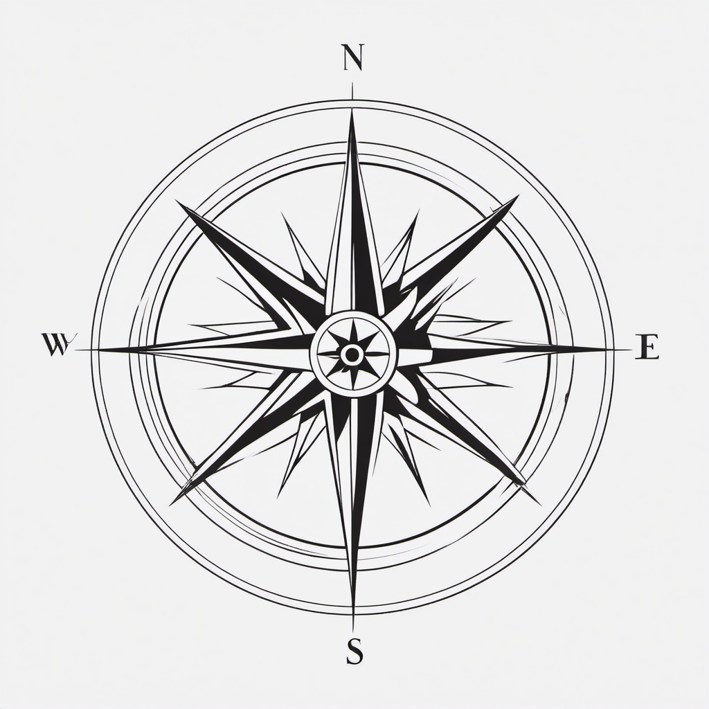 Minimalist Simple Compass Tattoo - Simplified and minimalist compass tattoo.  simple vector tattoo,minimalist,white background