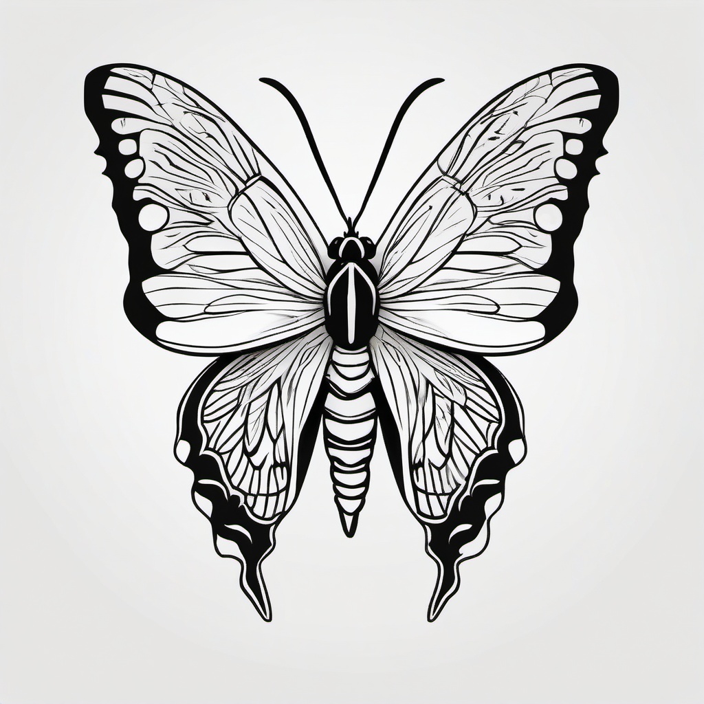 Cecropia Moth Tattoo - Tattoo featuring a cecropia moth.  simple vector tattoo,minimalist,white background