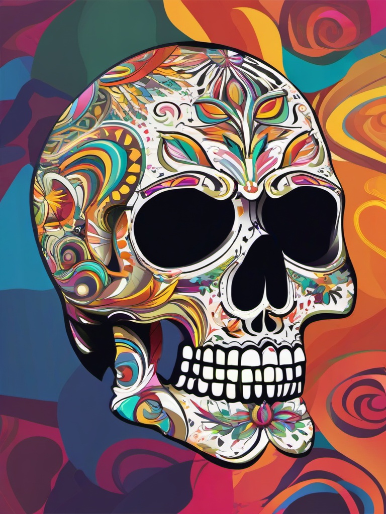 Skull clipart - skull with colorful patterns  