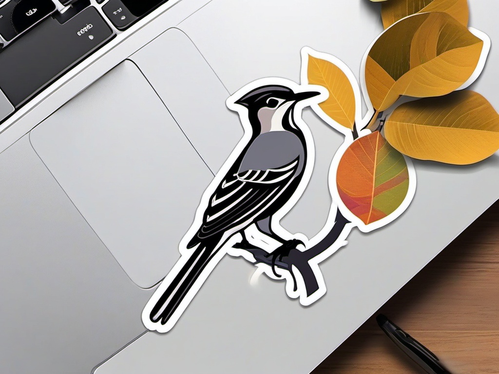 Northern Mockingbird Sticker - A northern mockingbird with a diverse repertoire of songs, ,vector color sticker art,minimal