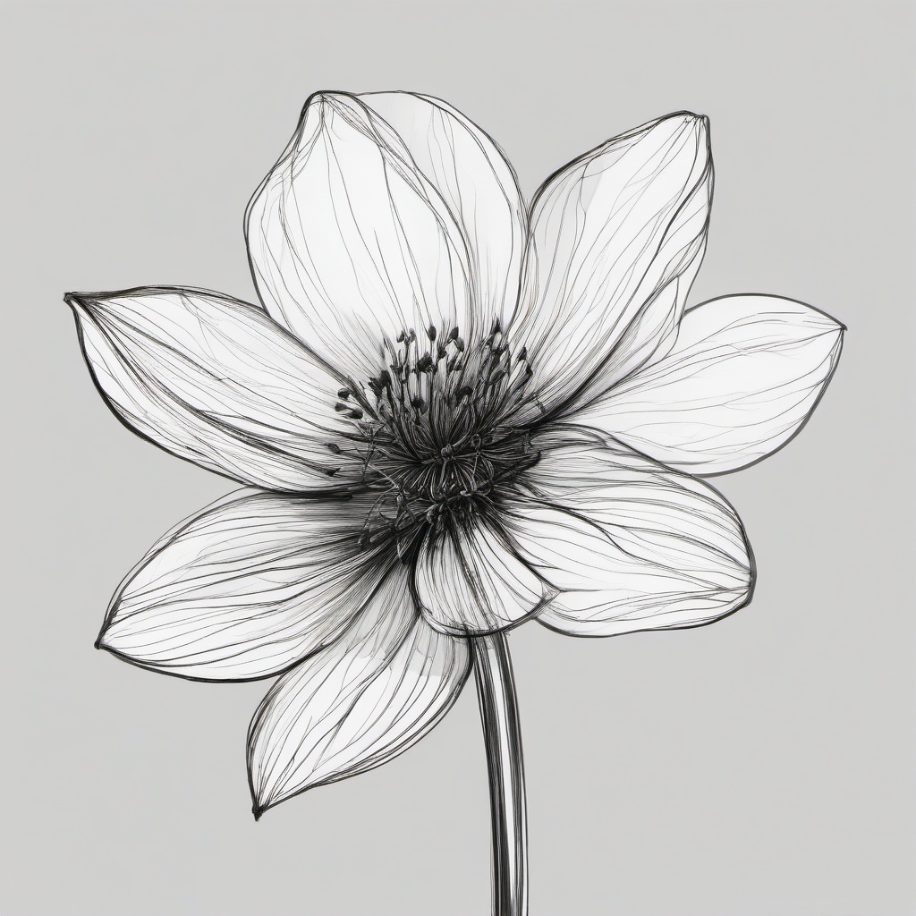 drawing of a flower in spring  minimal rough sketch scribbles,doodles,black and white