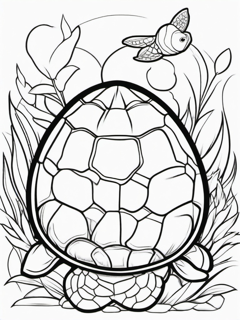 Turtle Coloring Pages - Baby turtle hatching from an egg  simple coloring pages