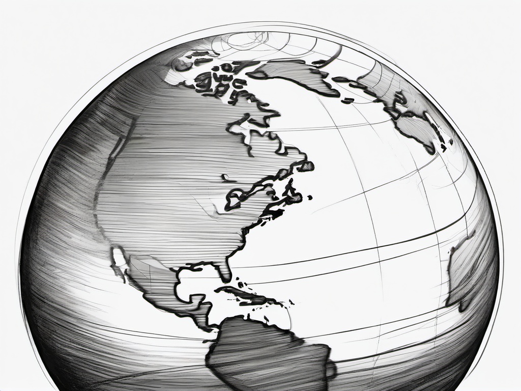 sketch of a globe  minimal rough sketch scribbles,doodles,black and white