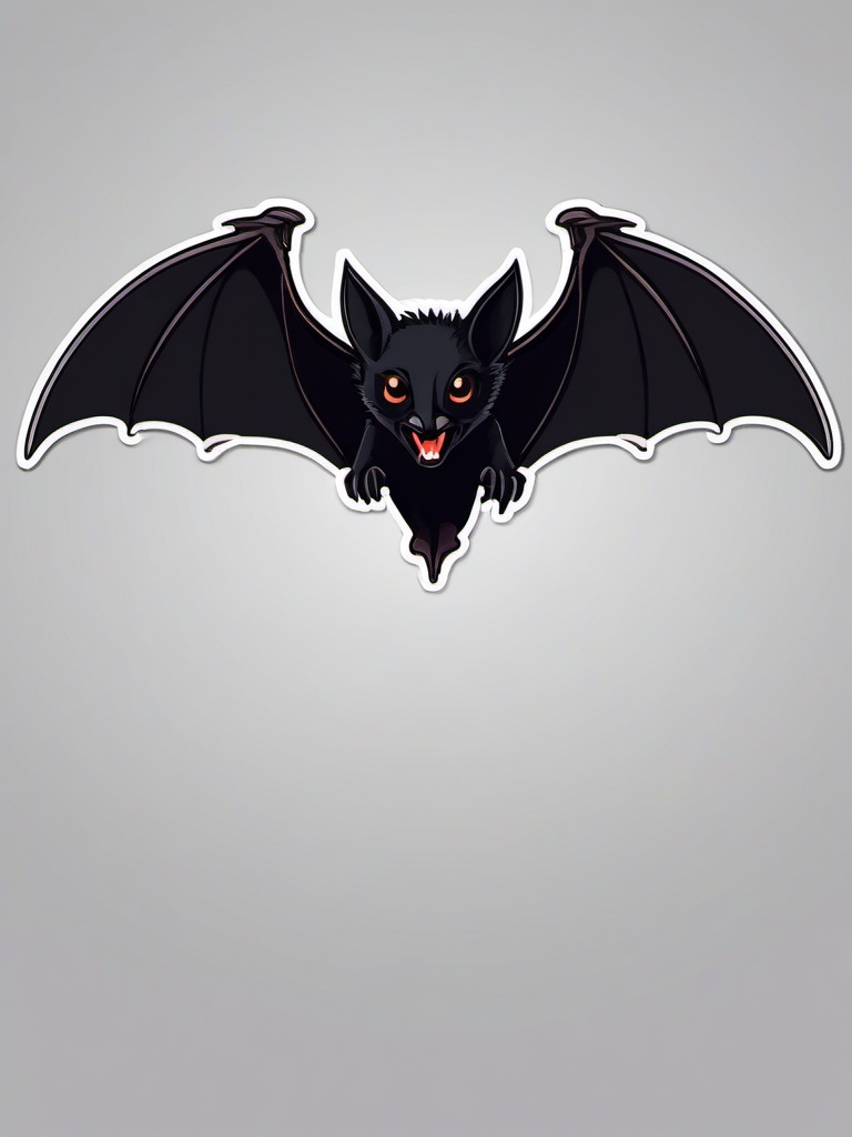 Vampire Bat Sticker - A nocturnal vampire bat with outstretched wings, ,vector color sticker art,minimal