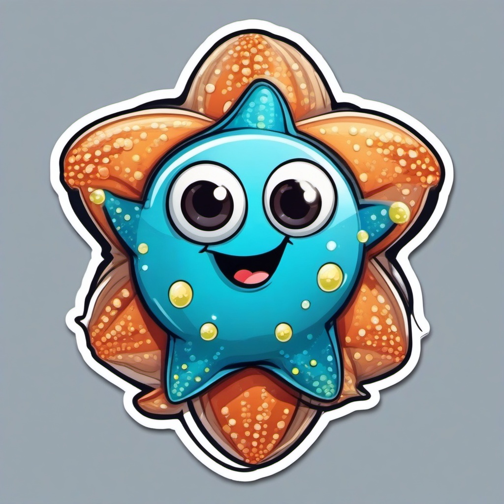 Starfish cartoon - ocean creature with five arms  cartoon sticker style