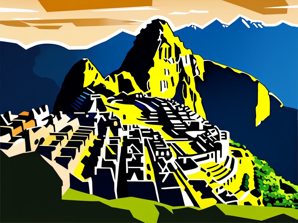 Machu Picchu clipart - Inca citadel in the Andes of Peru, ,color clipart vector style