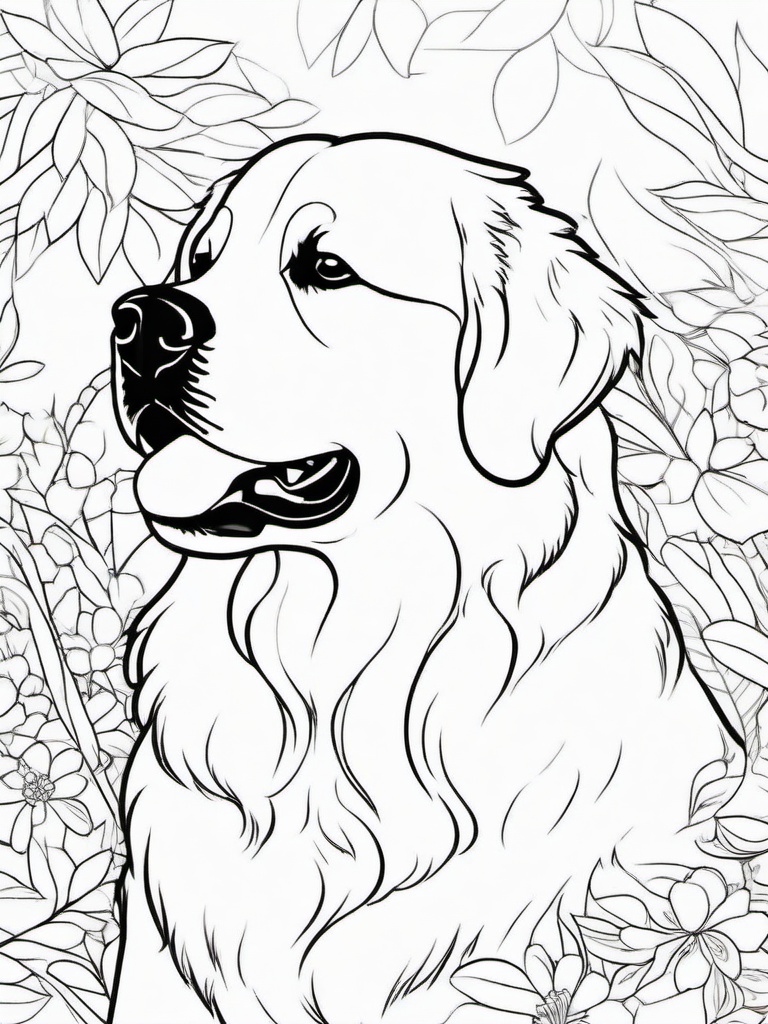 Golden Retriever Coloring Pages - Friendly and Loyal Breed in Action  minimal black outline printable sheet, coloring page