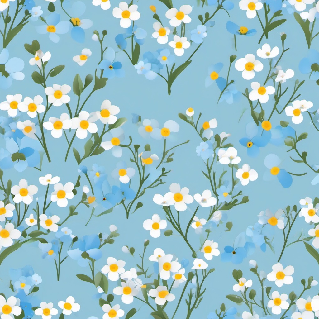 Alpine Forget-Me-Not Clip Art - Delicate forget-me-not flowers in the heart of the Alps,  color vector clipart, minimal style