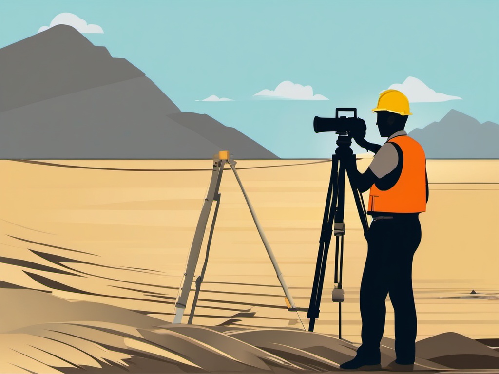 Surveyor at Work clipart - A surveyor taking measurements in the field., ,vector color clipart,minimal