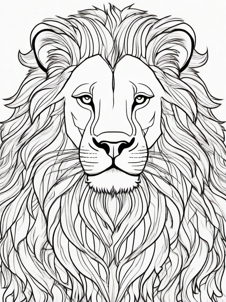 Lion Coloring Pages - Lion with a rainbow-colored mane  simple coloring pages