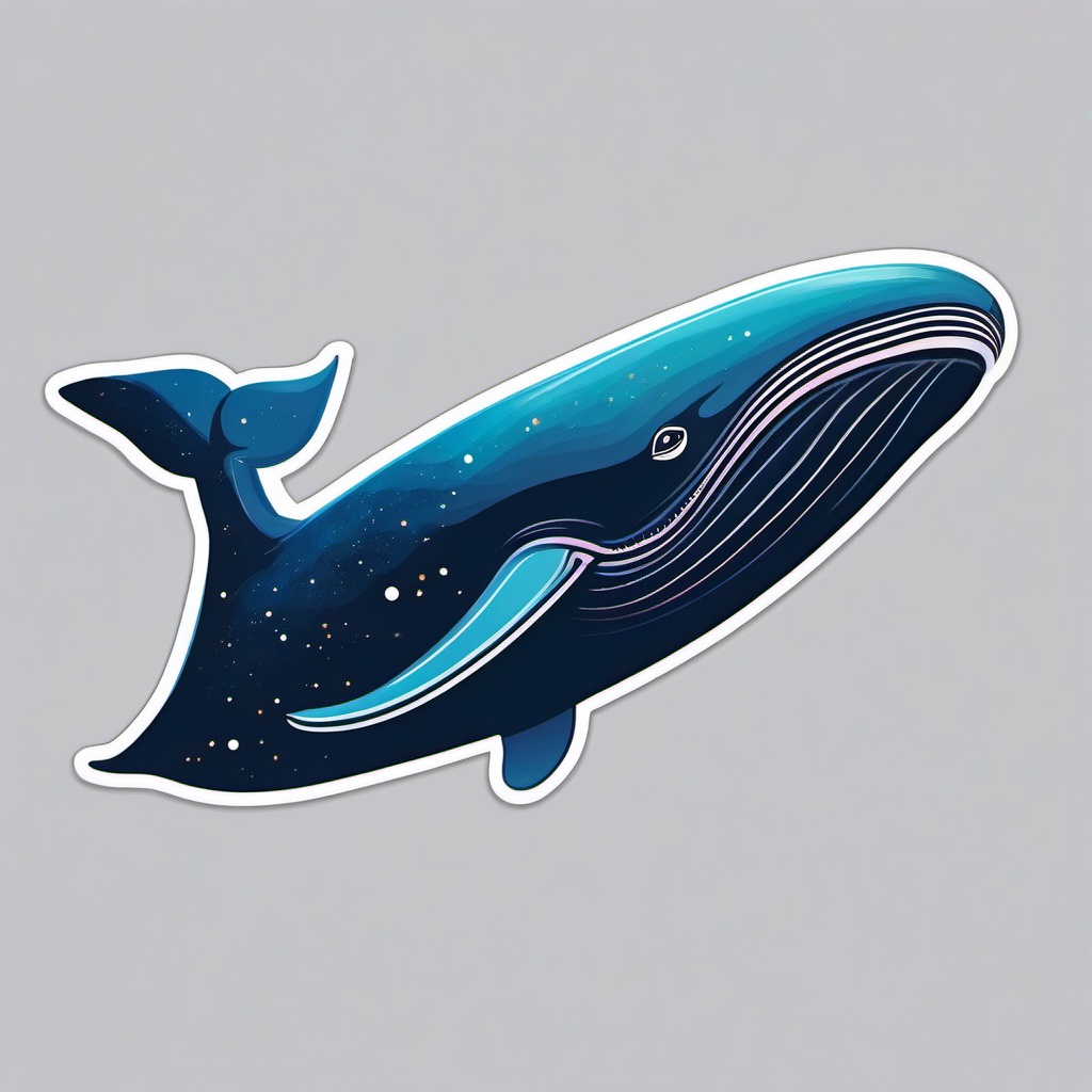 Space Whale Sticker - Whimsical illustration of a cosmic whale, ,vector color sticker art,minimal