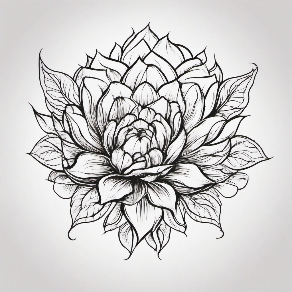 adhd tattoo - transforming flower  outline tatto, white background