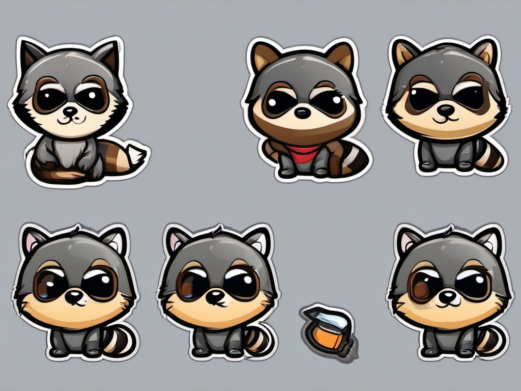 Raccoon cartoon - masked scavenger  cartoon sticker style