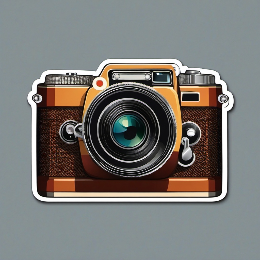 Camera Sticker - Vintage camera illustration, ,vector color sticker art,minimal