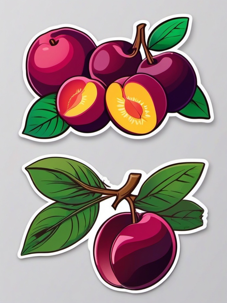 Pluot Sticker - Sweet and flavorful, a pluot-colored burst of goodness, , sticker vector art, minimalist design