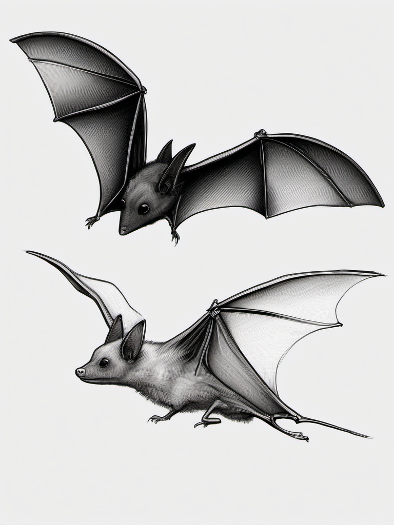 drawing of a spotted bat  minimal rough sketch scribbles,doodles,black and white