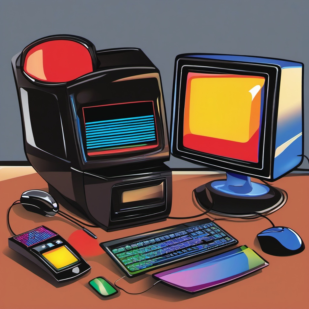 Computer clipart - computer with a colorful screen  