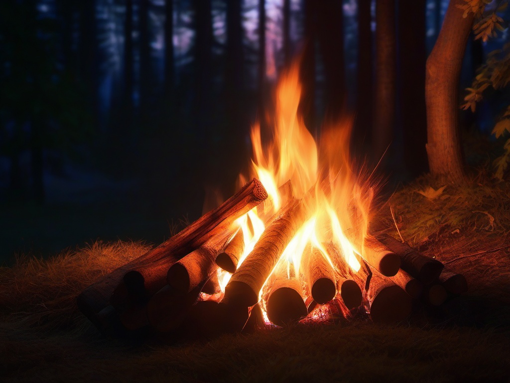 Fire Wallpaper - Cozy campfire with glowing light  background wallpaper