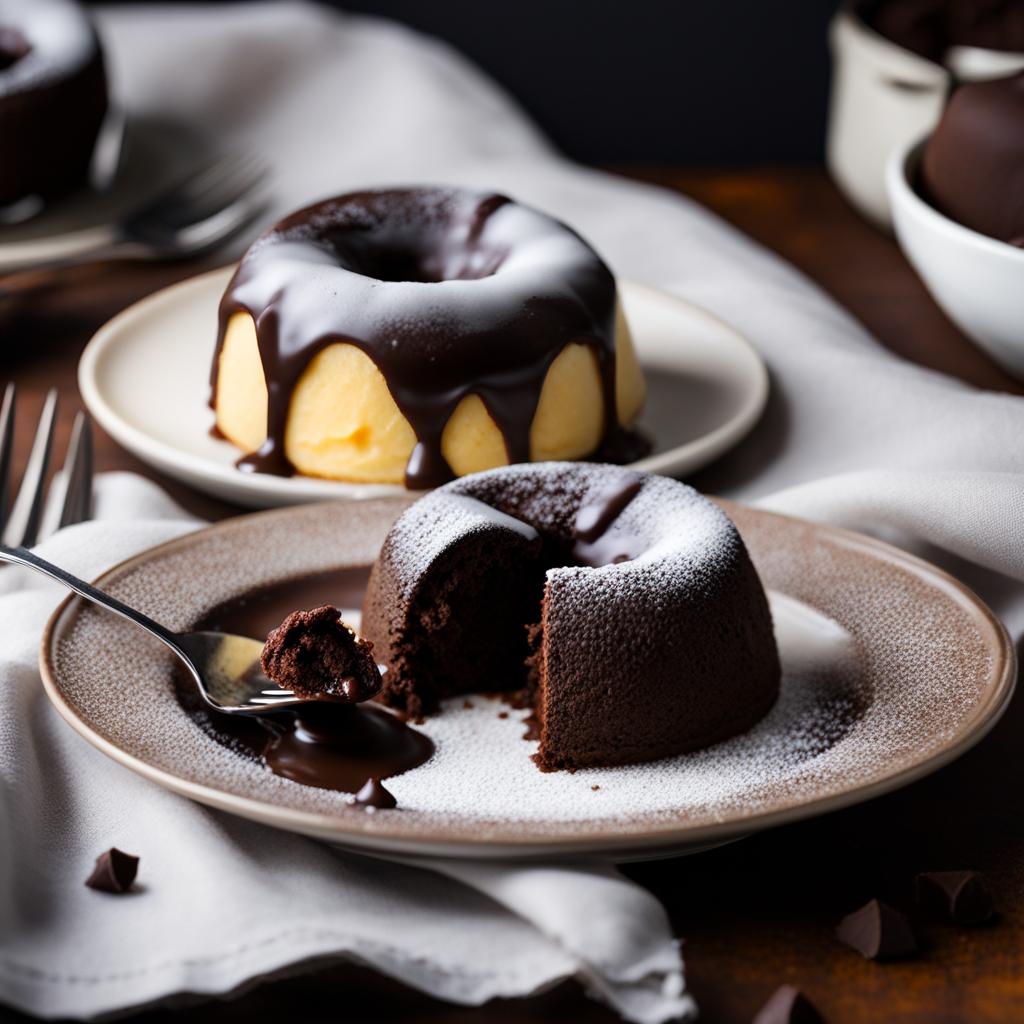 molten chocolate lava cake with a gooey chocolate center. 