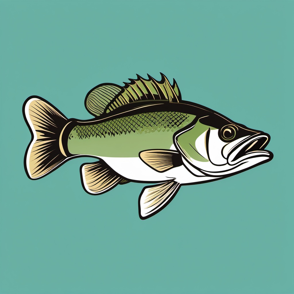 Bass clipart, A beautiful bass fish swimming in clear waters.  simple, 2d flat