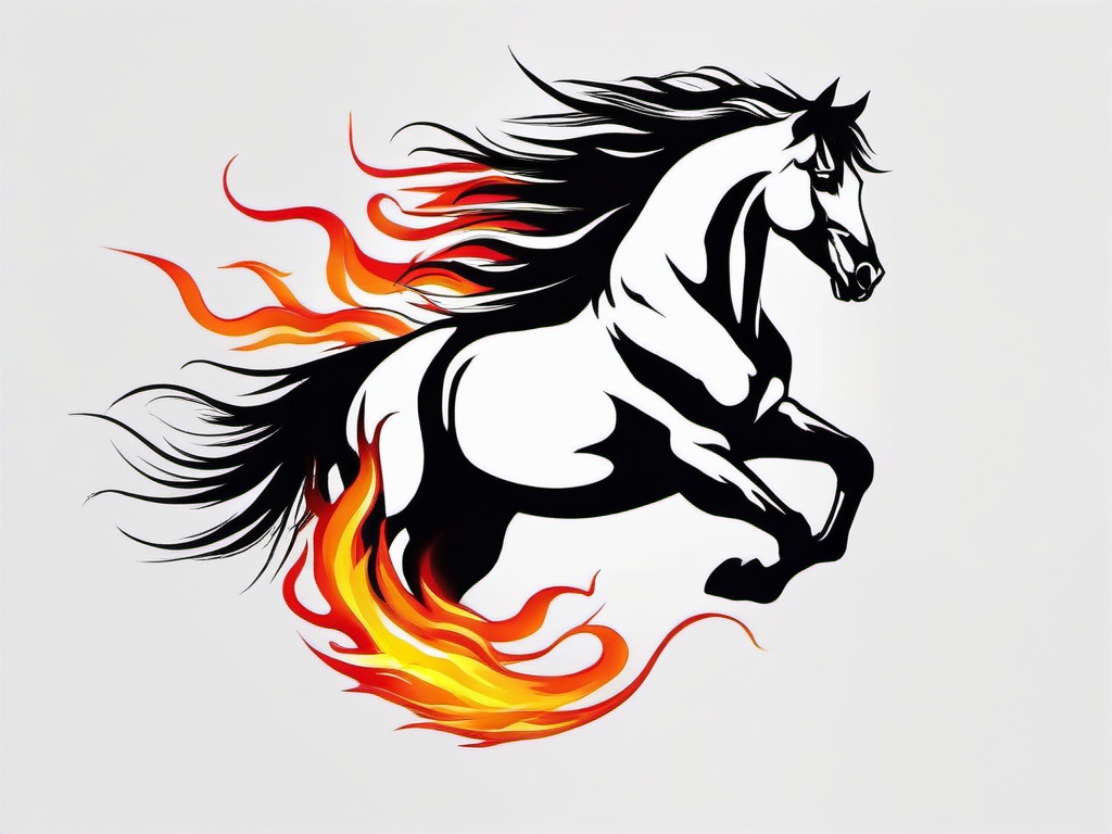 Flaming Horse Tattoo - Opt for a bold and dynamic look with a flaming horse tattoo, featuring designs that showcase the intensity and power of horses with fiery elements.  simple tattoo,minimalist,white background