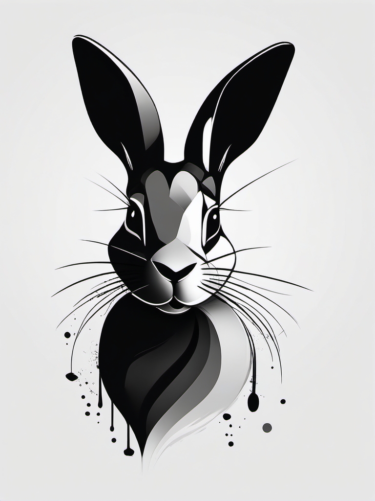 Abstract black rabbit ink. Minimalist charm in art.  minimalist black white tattoo style